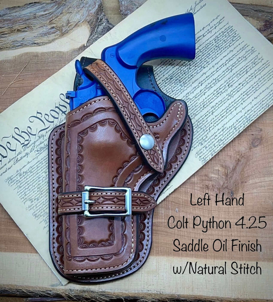 *Made to Order* LH/RH High Noon Western Holster for Large Double Action Revolvers w/Old West Tooled Border