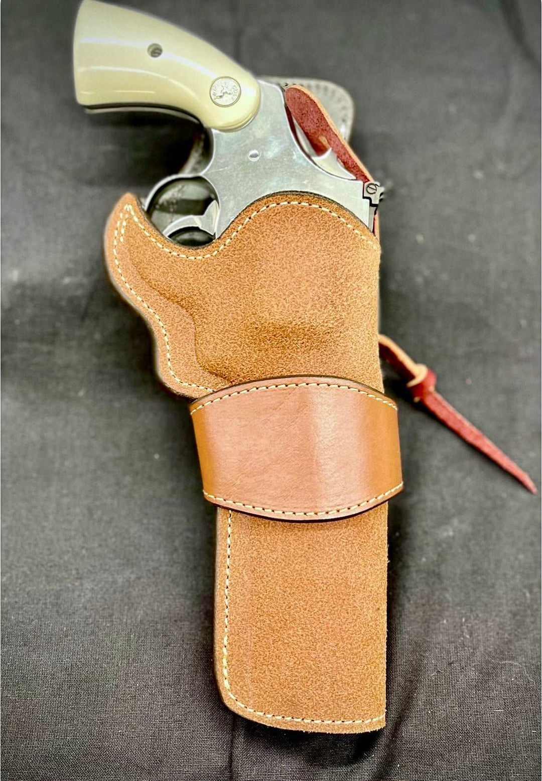 *In Stock* RH Paddle Rancher "The Duke" for Colt Anaconda 6” Saddle Oil Finish Rough Out Leather