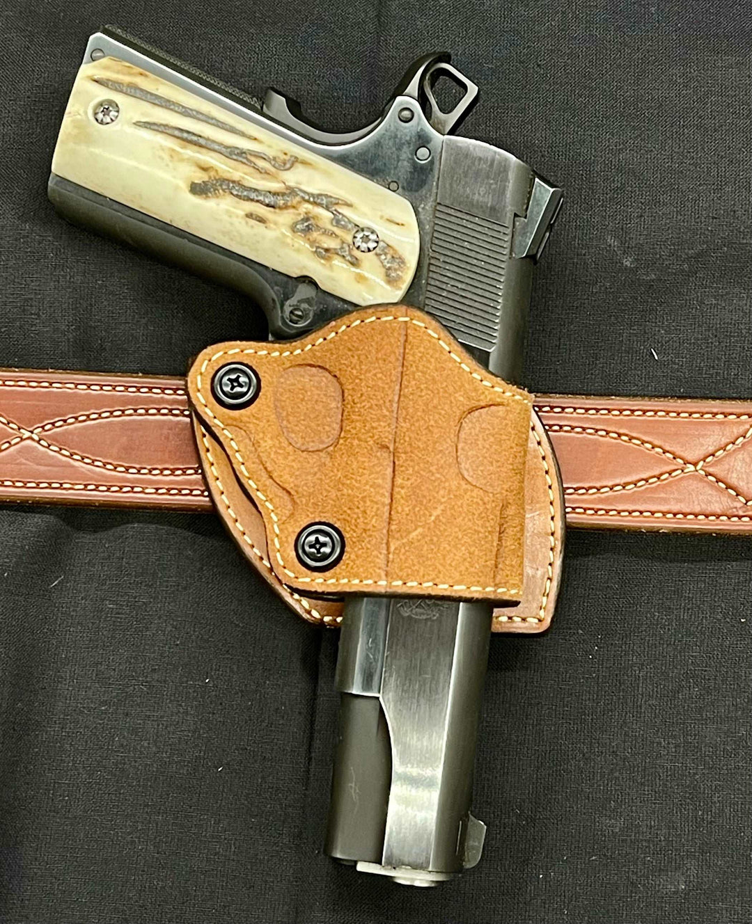 *In Stock* RH BBQ Holster for 1911 Saddle Oil Finish Rough Out Leather