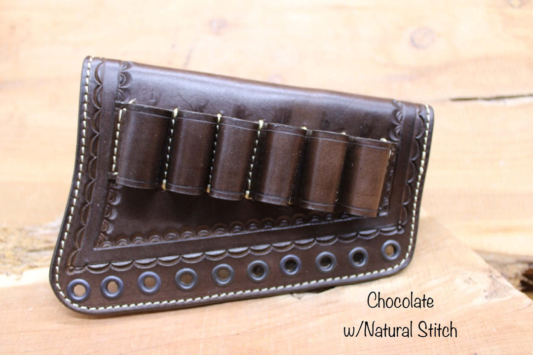 *Made to Order* Tooled Leather Butt-Cover w/12 Gauge Loops for Coach Gun Double Barrel