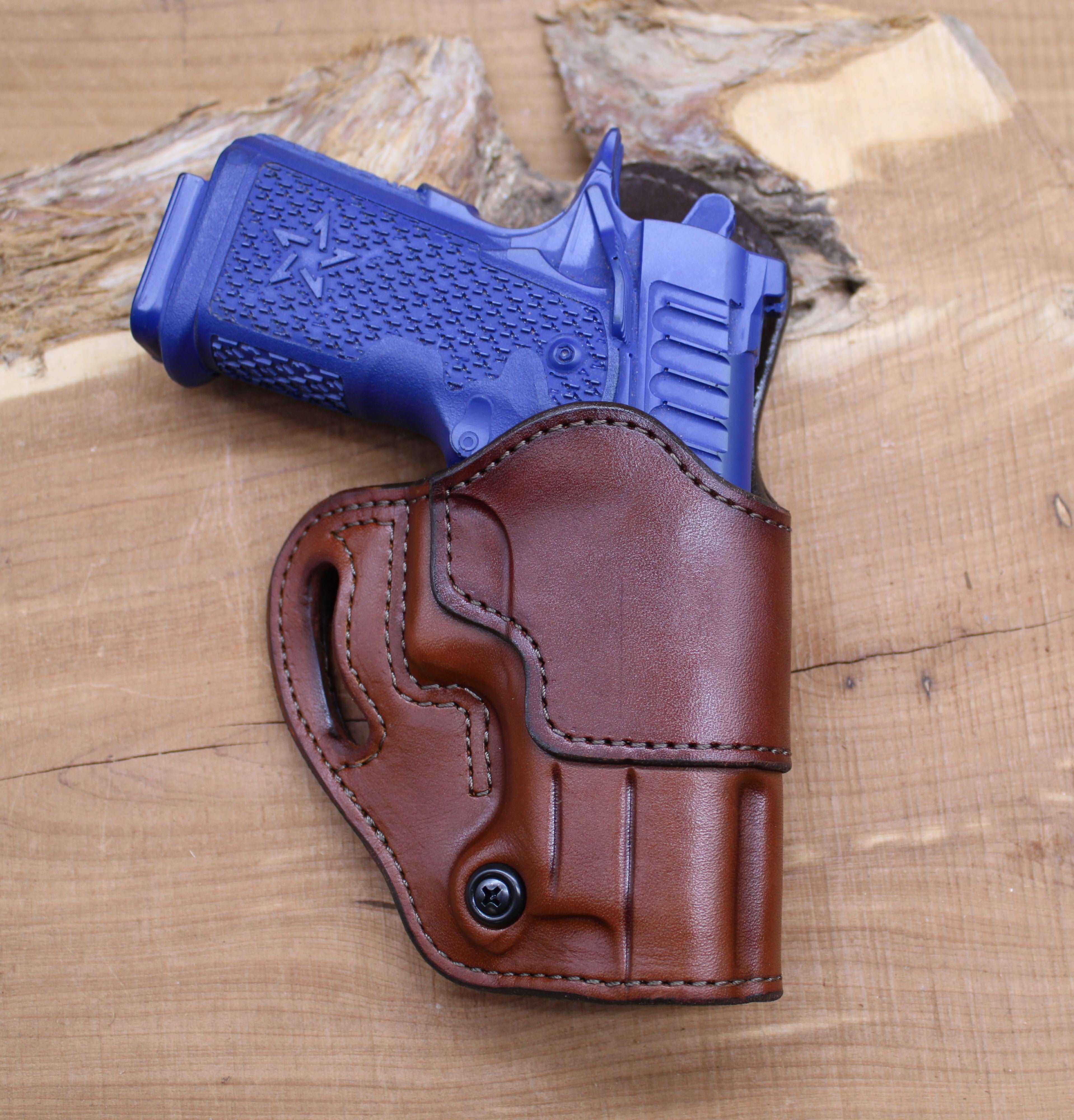 *In Stock* RH Raptor Holster for Staccato C2 Optic Ready Golden Brown w/ Dark Brown Reinforcement