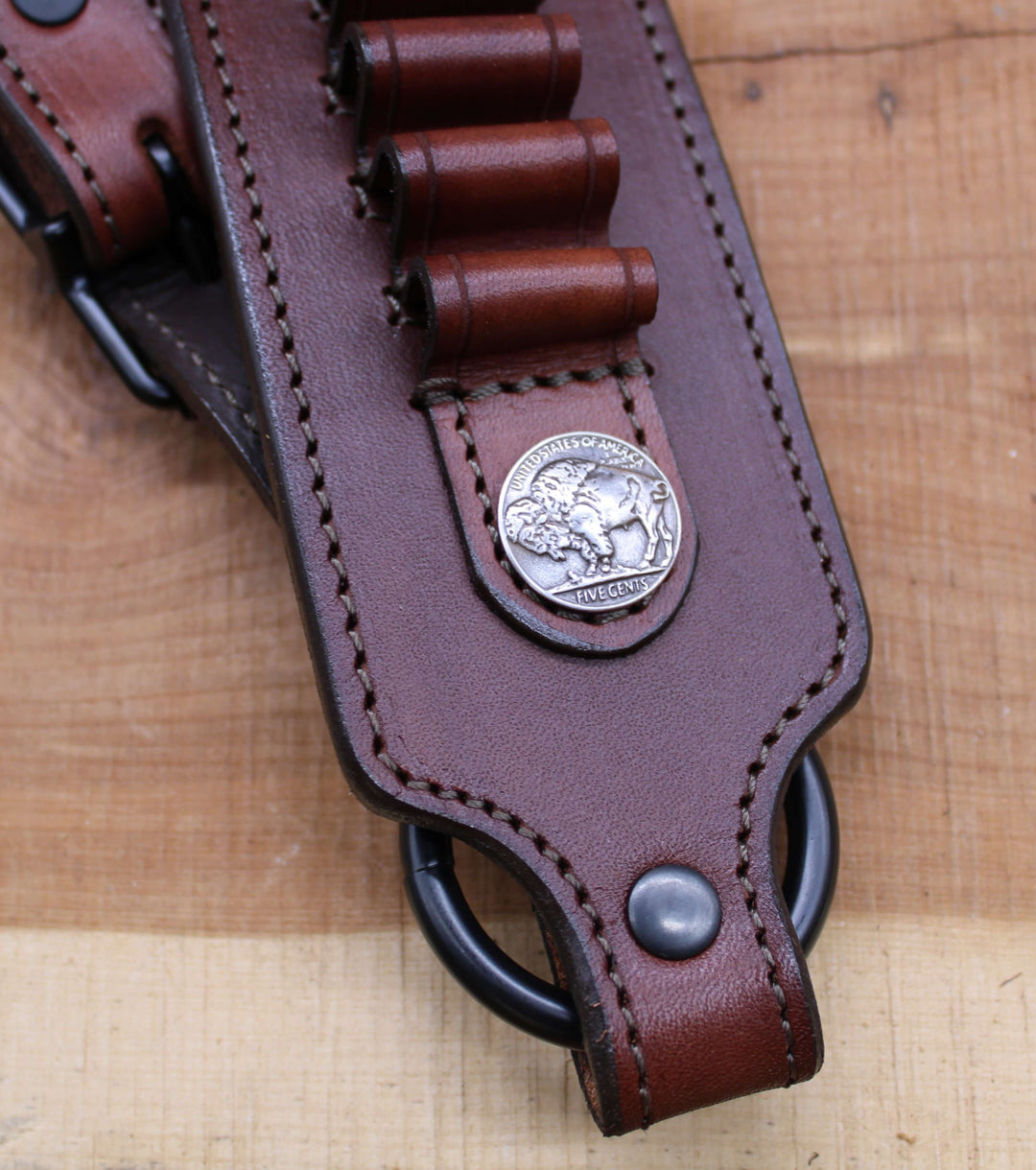 *In Stock* Rifle Sling Henry Axe .410 Dark Brown w/ Brown 2 Buffalo Reproduction Coin Concho's