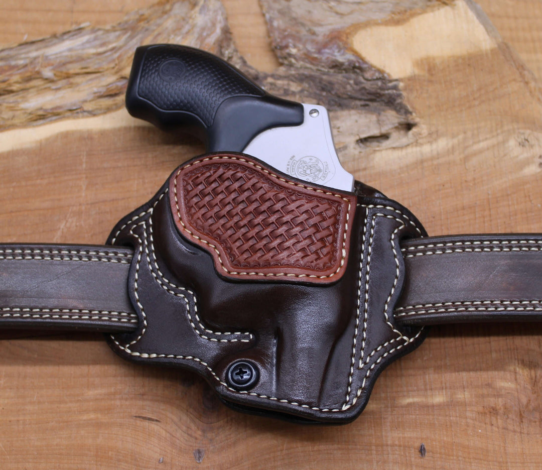 *In Stock* RH Texas Bodyguard S&W J Frame 1.87" to 2" Chocolate w/ Saddle Oil Basket Weave Reinforcement