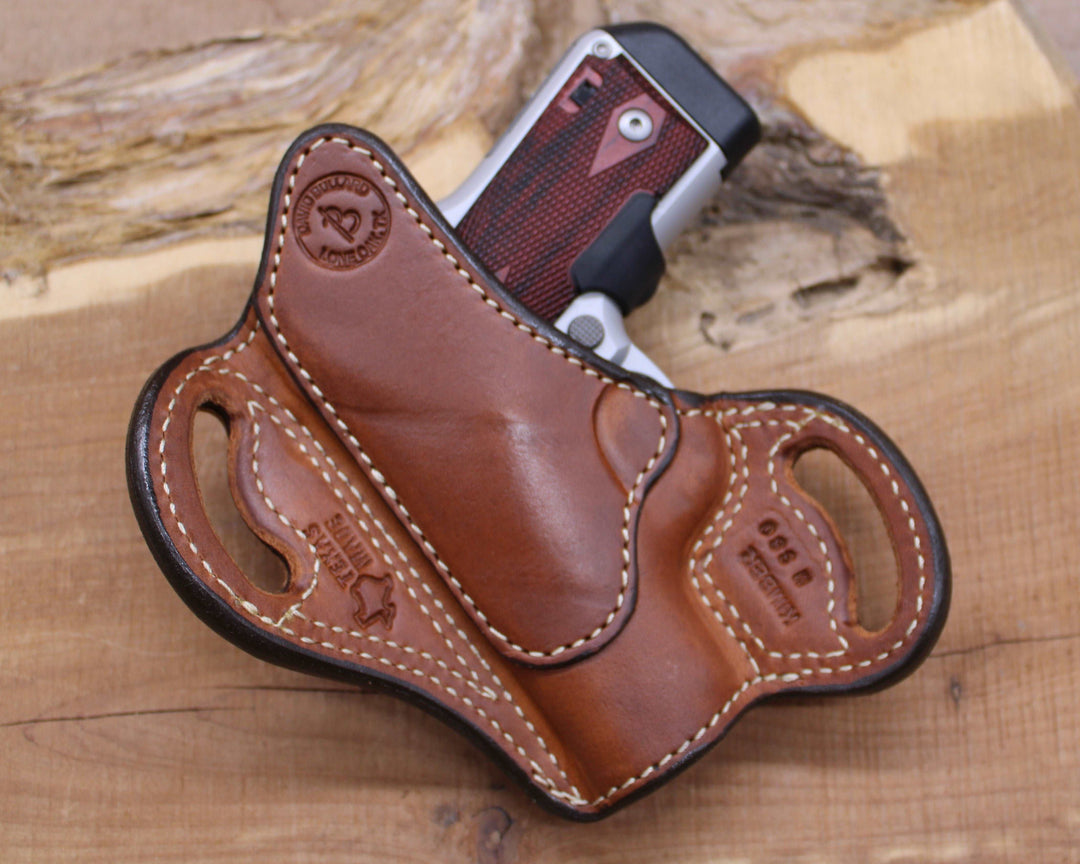 *In Stock* RH Texas Bodyguard Kimber Micro 380 Saddle Oil Finish w/Natural - Basket Weave Reinforcement