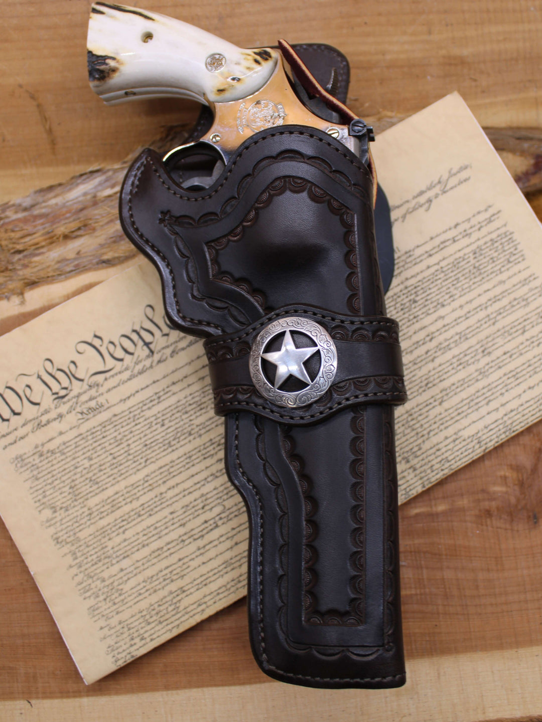 *Made to Order* LH/RH Paddle Rancher Cowboy Holster for Double Action Revolvers Old West Tooled Border/Concho