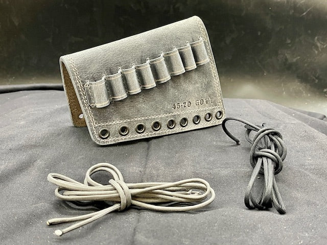 *In Stock* RH Leather Butt-Cover w/Ammo Loops 45-70 Govt. in Genuine Weathered Gray Water Buffalo for Lever Action Guide Guns