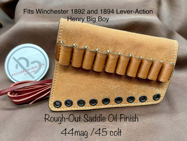 RH Rough Out Leather Butt-Cover Ammo Loops Busted B Leather