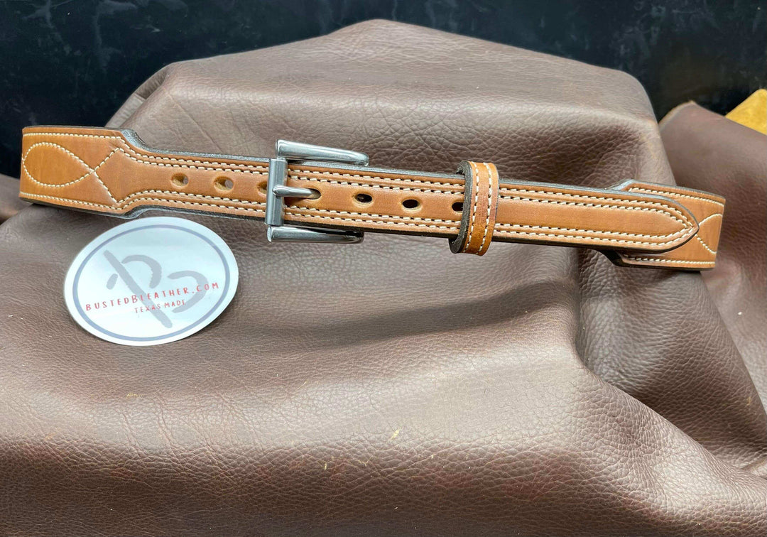 *Made to Order* 1.5" Tapered to 1" Carry Belt .25" Thick Fancy Stitch-Busted B Leather