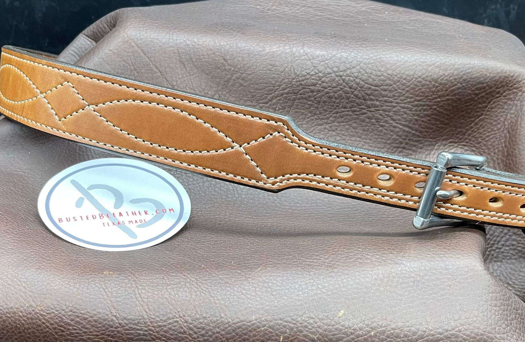 *Made to Order* 1.5" Tapered to 1" Carry Belt .25" Thick Fancy Stitch-Busted B Leather