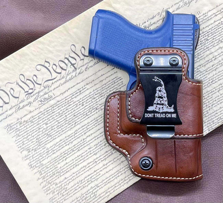 *Made to Order* IWB Glock G43/G43X/G43X MOS - Metal Belt Clip "DTOM-2A-Busted B Leather