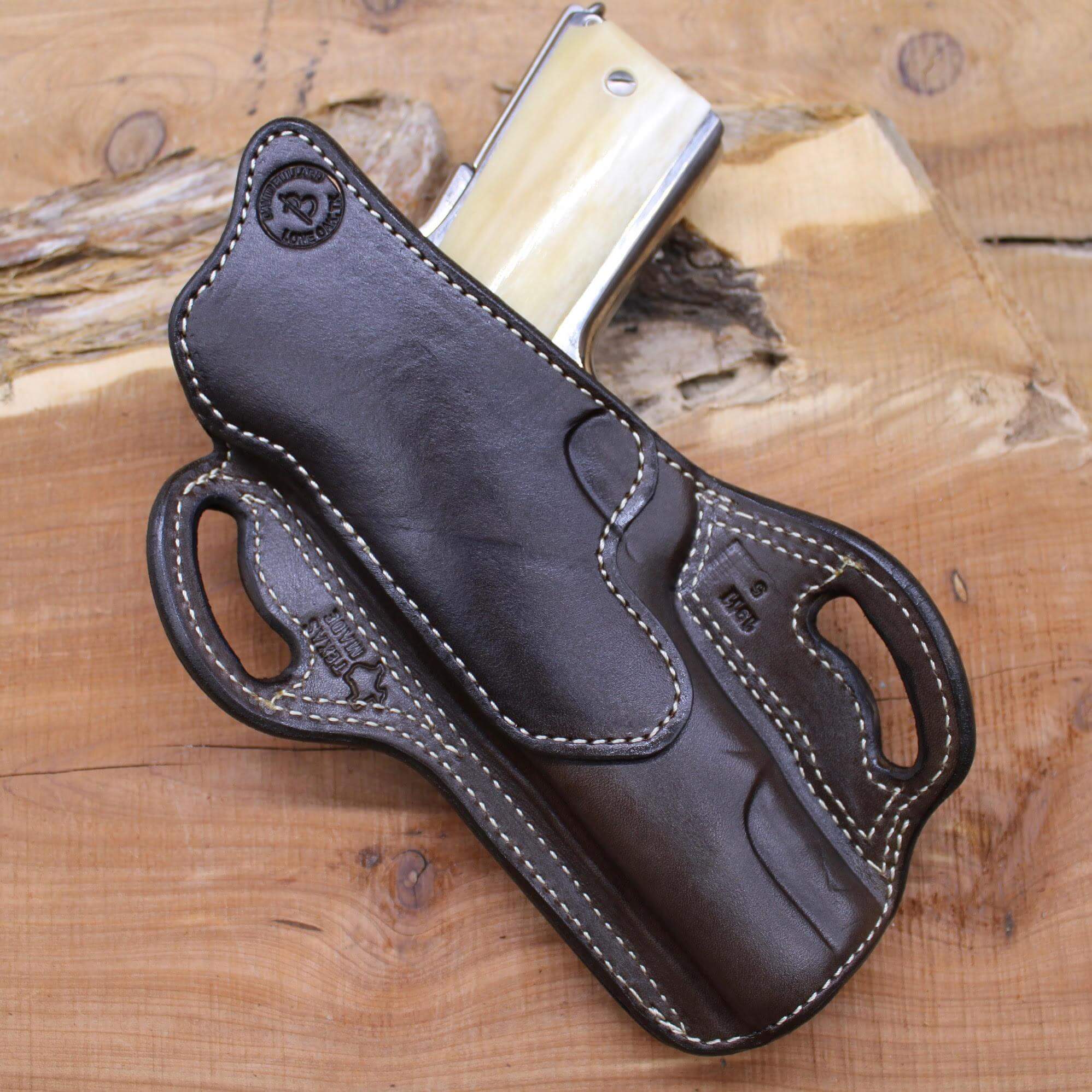 *Made to Order* LH/RH Texas Bodyguard Holster w/Basket-Weave Tooled Trim Made for Your Gun-Busted B Leather