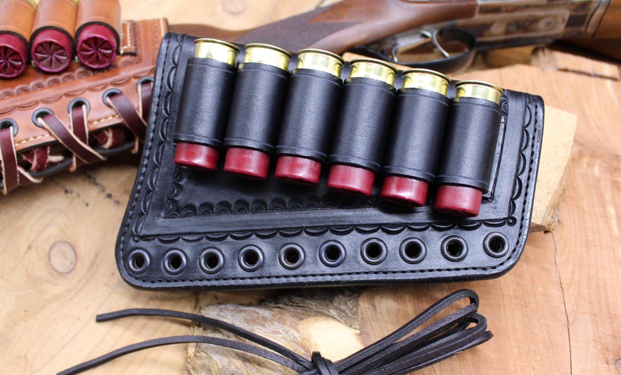 *Made to Order* Tooled Leather Butt-Cover w/12 Gauge Loops for Coach Gun Double Barrel-Busted B Leather