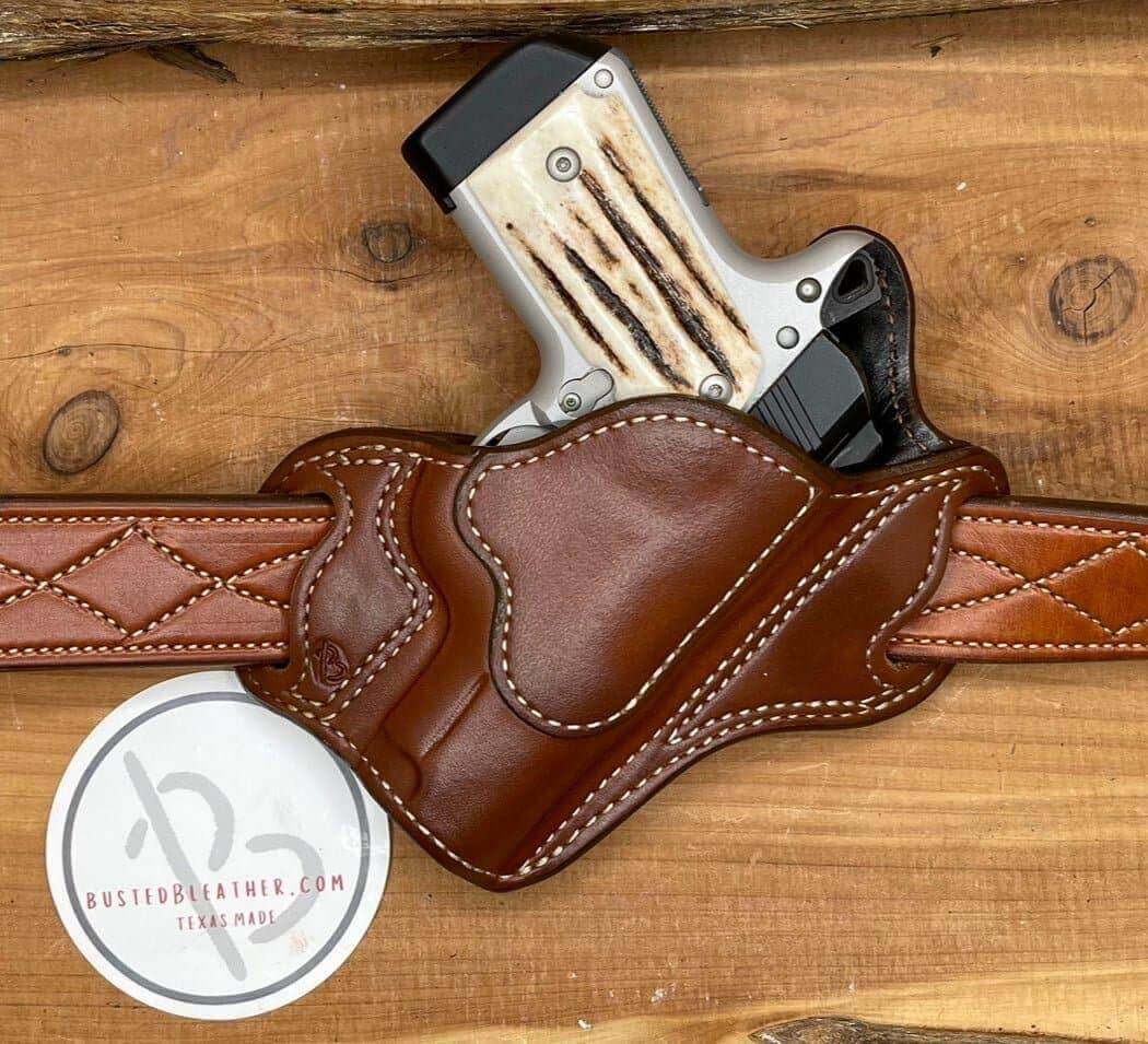 *In Stock* LH/RH Texas Bodyguard Kimber Micro 9 Saddle Oil Finish-Busted B Leather