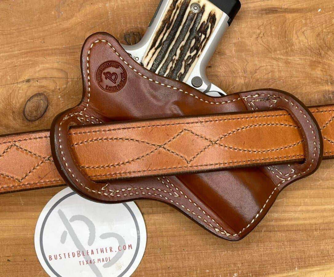 *In Stock* LH/RH Texas Bodyguard Kimber Micro 9 Saddle Oil Finish-Busted B Leather