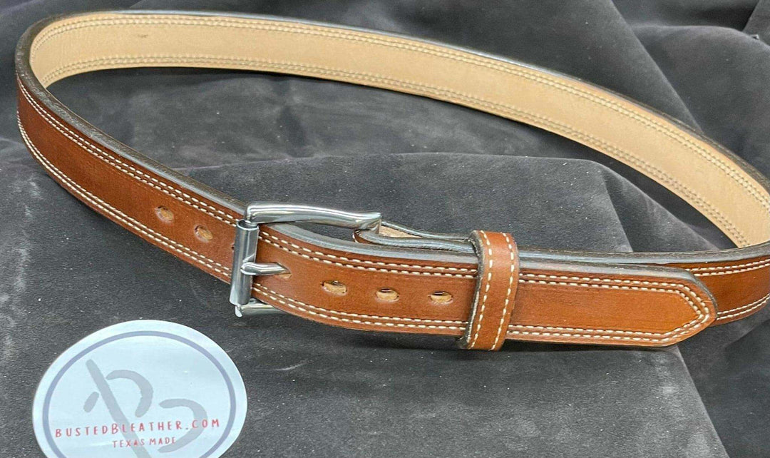 *Made to Order* 1.25" Carry Belt .25" Thick Double Stitch-Busted B Leather