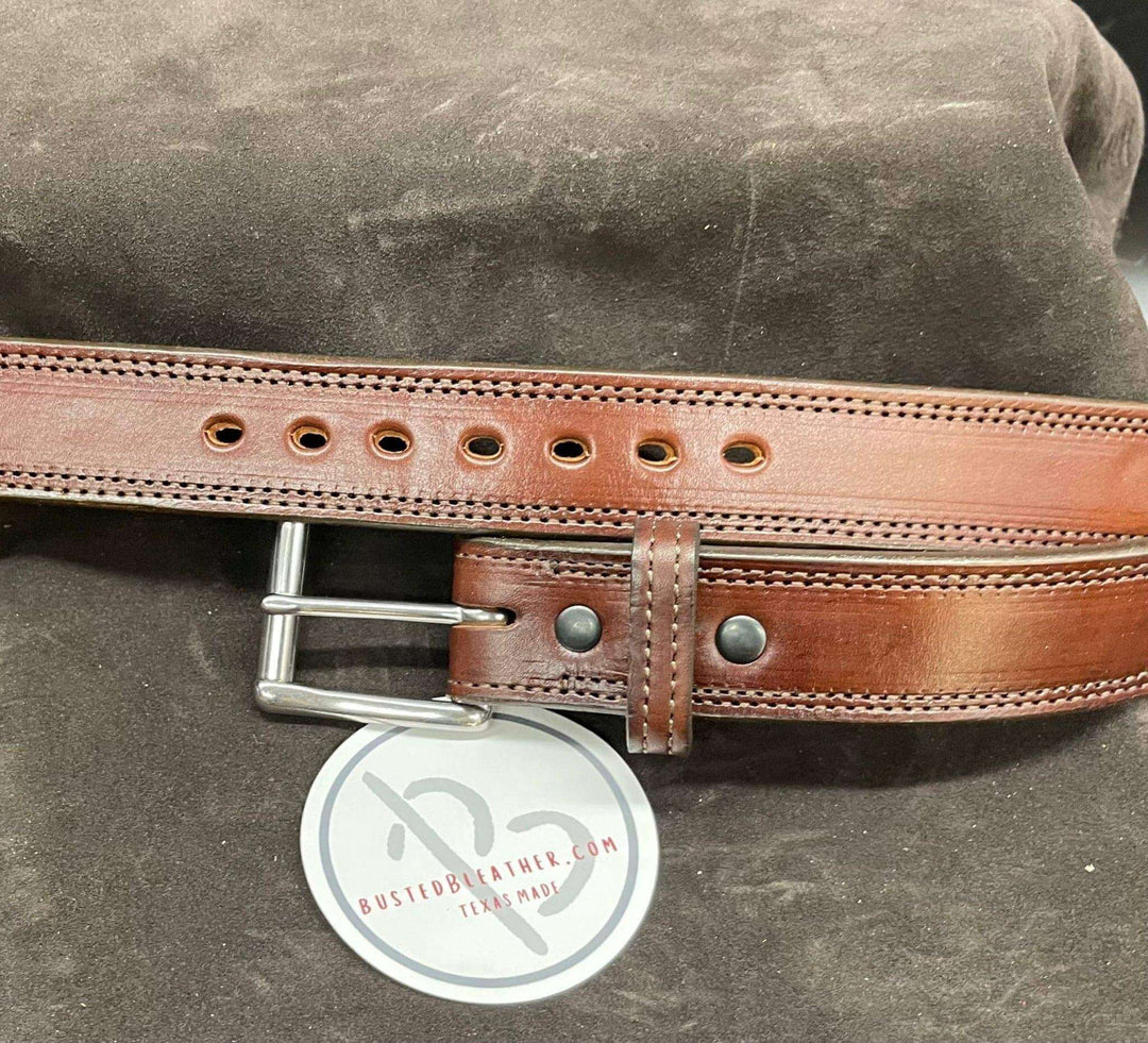 *Made to Order* 1.5" Carry Belt .25" Thick Double Stitch-Busted B Leather