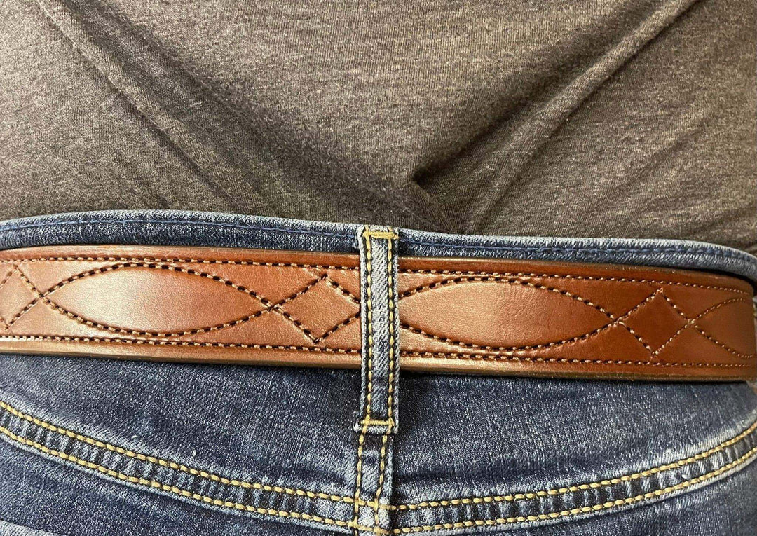 *Made to Order* 1.5" Carry Belt .25" Thick Fancy Stitch-Busted B Leather