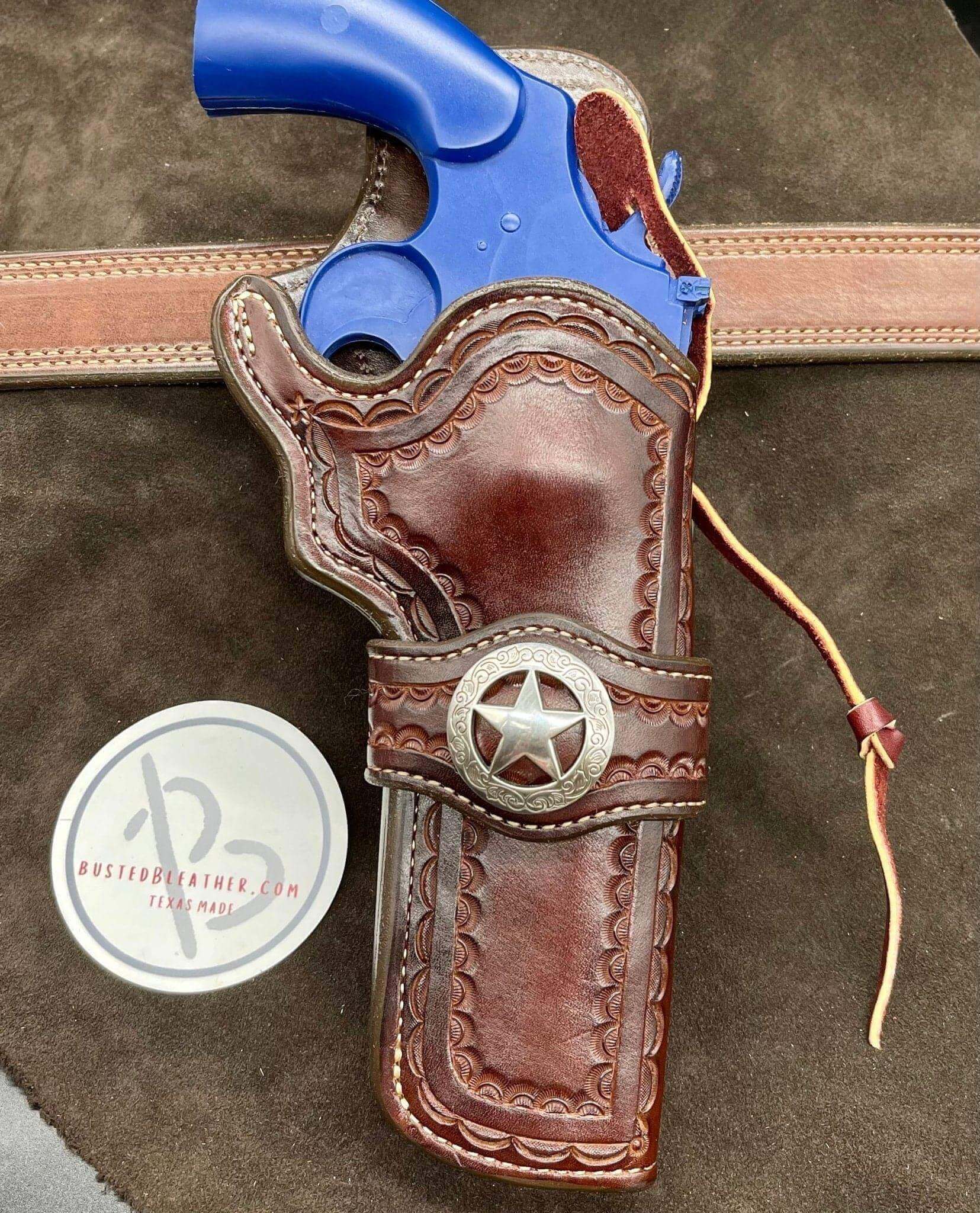 Paddle Rancher Cowboy Holster Double Action-Busted B Leather