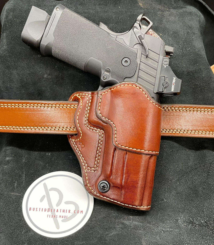 *Made to Order* LH/RH Raptor Holster for Red Dot Optics Made for Your Gun-Busted B Leather