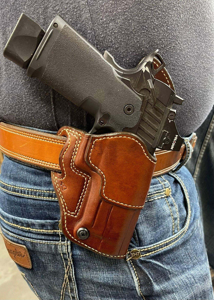 *Made to Order* LH/RH Raptor Holster for Red Dot Optics Made for Your Gun-Busted B Leather