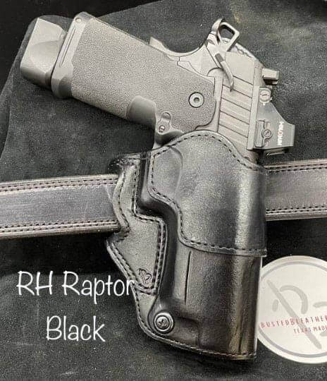 *Made to Order* LH/RH Raptor Holster for Red Dot Optics Made for Your Gun-Busted B Leather